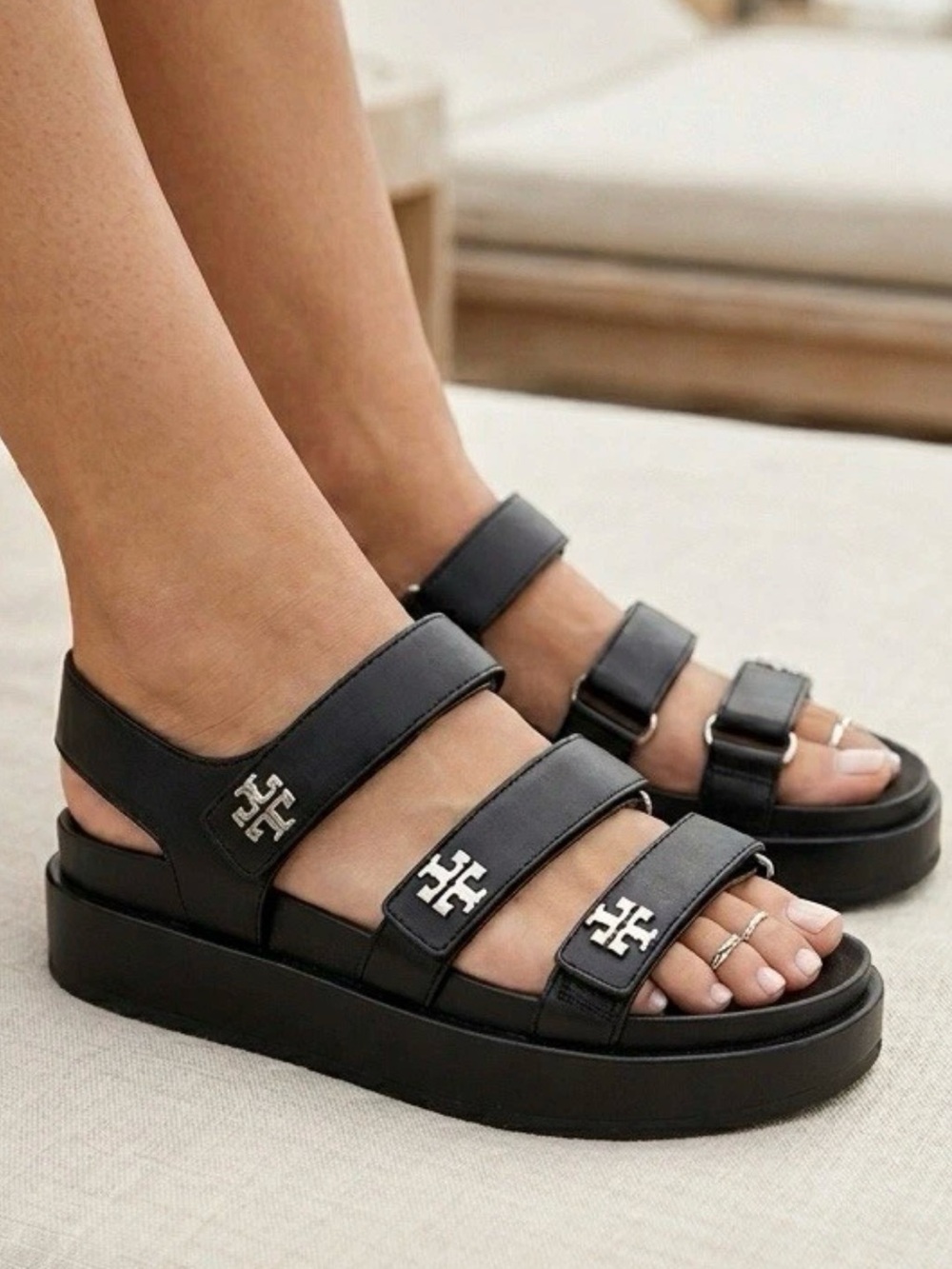 Tory Burch Kira Triple-Strap Sport Sandals Women's Size 9.5